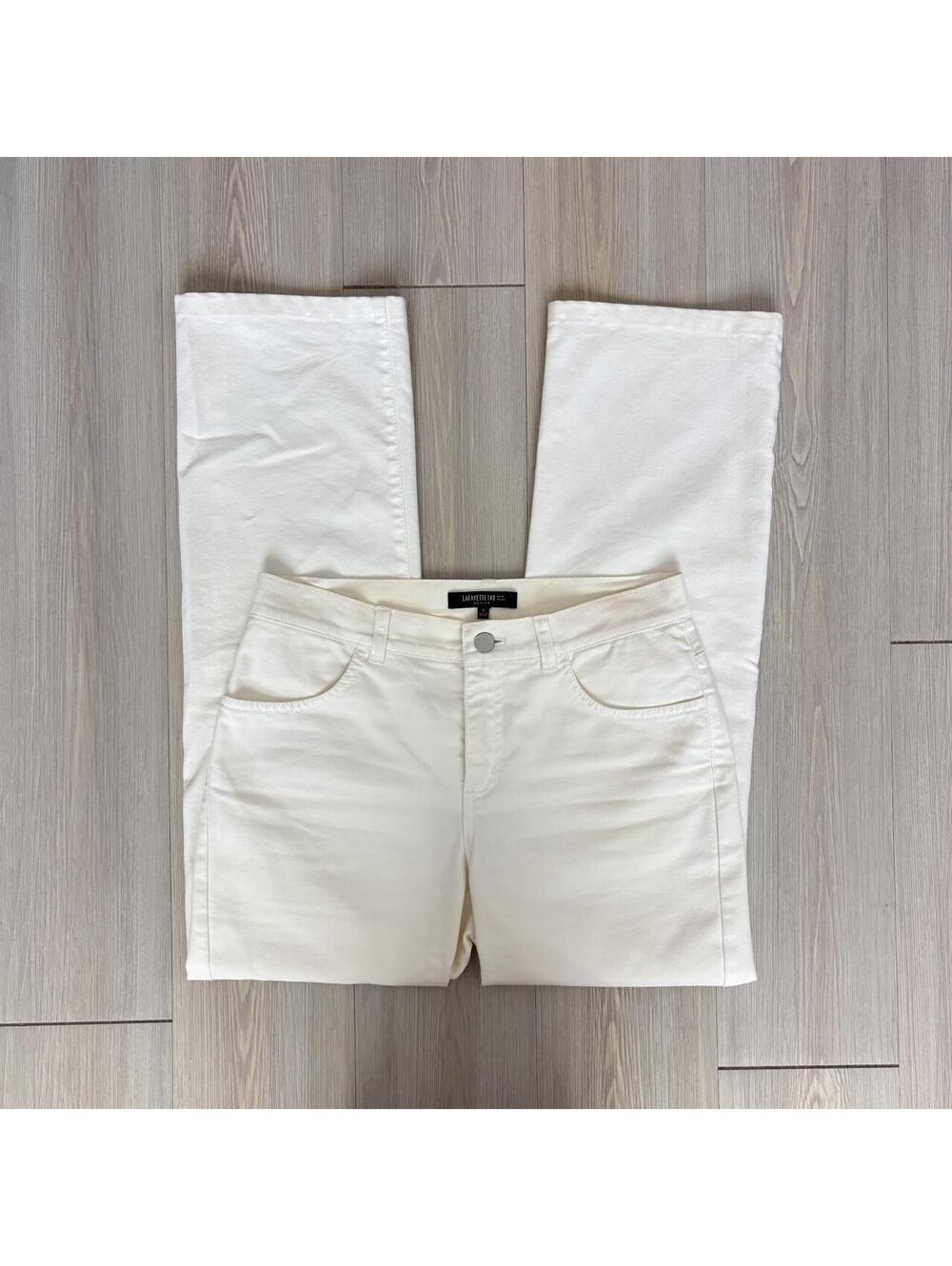 Lafayette 148 New York Petite Size 2 White Straight Leg Jeans High Rise